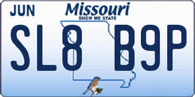 MO license plate SL8B9P