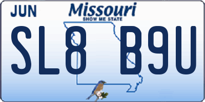 MO license plate SL8B9U