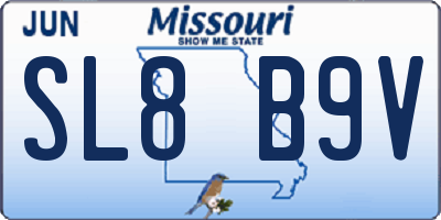MO license plate SL8B9V