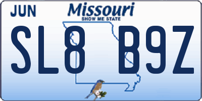 MO license plate SL8B9Z