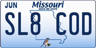 MO license plate SL8C0D