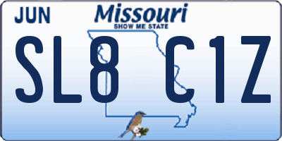 MO license plate SL8C1Z