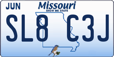 MO license plate SL8C3J