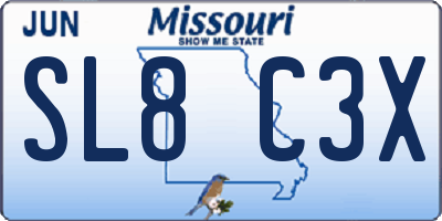 MO license plate SL8C3X