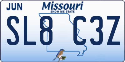 MO license plate SL8C3Z