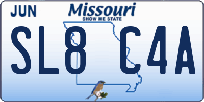 MO license plate SL8C4A