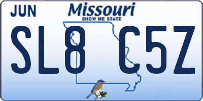 MO license plate SL8C5Z