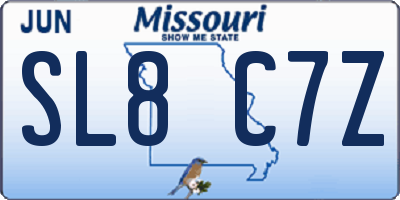 MO license plate SL8C7Z