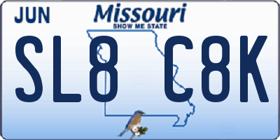 MO license plate SL8C8K