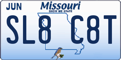 MO license plate SL8C8T