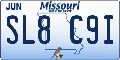 MO license plate SL8C9I