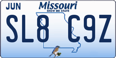 MO license plate SL8C9Z
