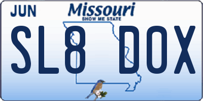 MO license plate SL8D0X