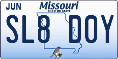 MO license plate SL8D0Y