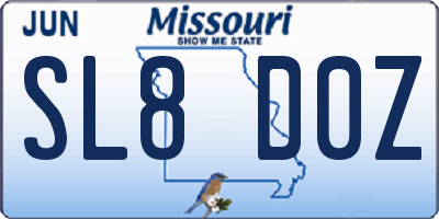 MO license plate SL8D0Z
