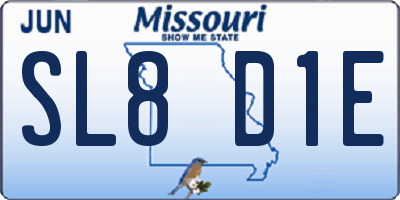 MO license plate SL8D1E