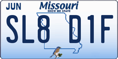 MO license plate SL8D1F