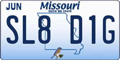MO license plate SL8D1G