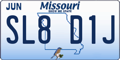 MO license plate SL8D1J