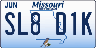 MO license plate SL8D1K
