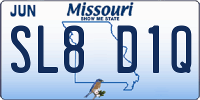 MO license plate SL8D1Q