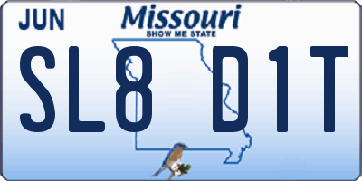 MO license plate SL8D1T