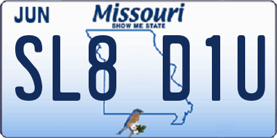 MO license plate SL8D1U