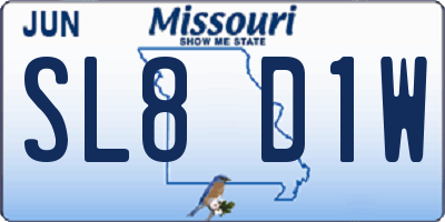 MO license plate SL8D1W