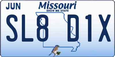 MO license plate SL8D1X