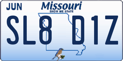 MO license plate SL8D1Z