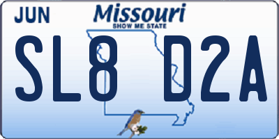 MO license plate SL8D2A