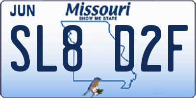 MO license plate SL8D2F