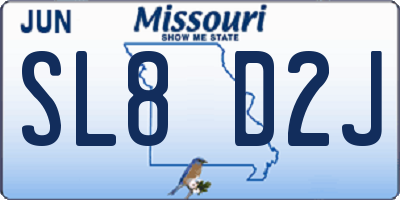 MO license plate SL8D2J