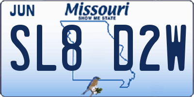 MO license plate SL8D2W