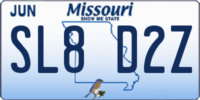 MO license plate SL8D2Z