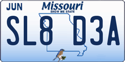 MO license plate SL8D3A