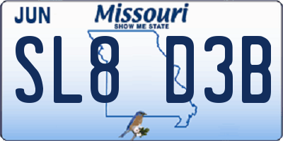 MO license plate SL8D3B