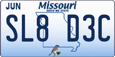 MO license plate SL8D3C