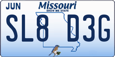 MO license plate SL8D3G