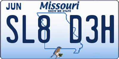 MO license plate SL8D3H