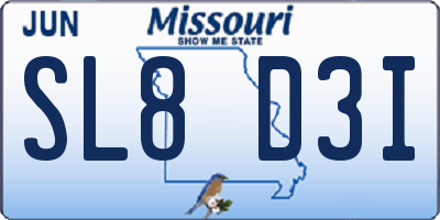 MO license plate SL8D3I