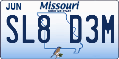 MO license plate SL8D3M