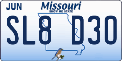 MO license plate SL8D3O