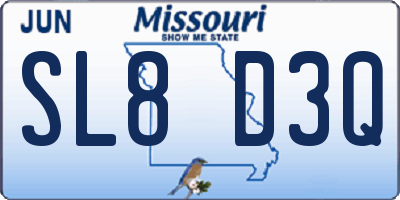 MO license plate SL8D3Q