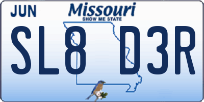 MO license plate SL8D3R