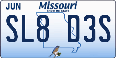 MO license plate SL8D3S
