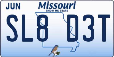 MO license plate SL8D3T