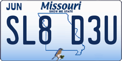 MO license plate SL8D3U