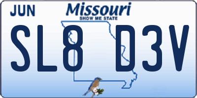 MO license plate SL8D3V