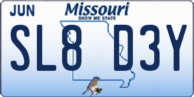 MO license plate SL8D3Y